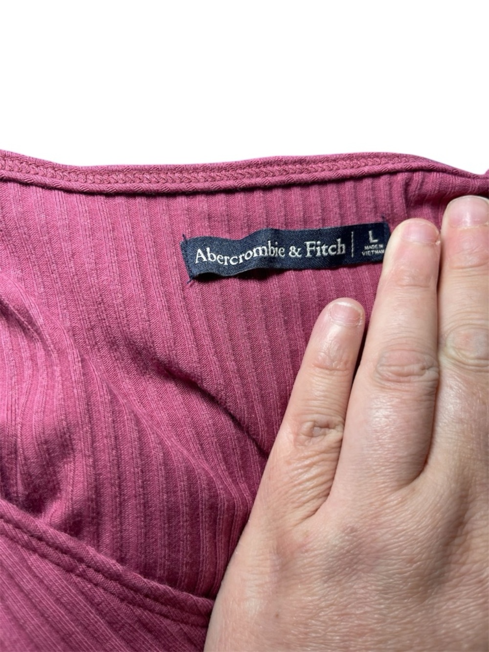 Abercrombie & Fitch Dark Pink Mini Dress V-Neck Short Sleeve Casual Size Large - Picture 16 of 16